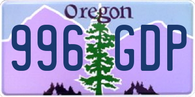 OR license plate 996GDP