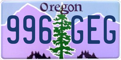 OR license plate 996GEG