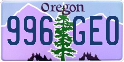 OR license plate 996GEO