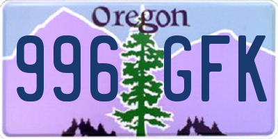 OR license plate 996GFK
