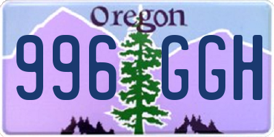 OR license plate 996GGH