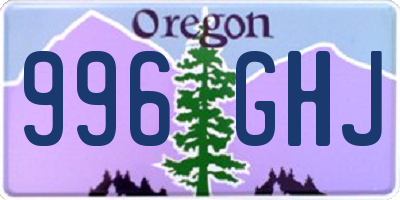 OR license plate 996GHJ