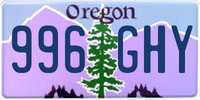 OR license plate 996GHY