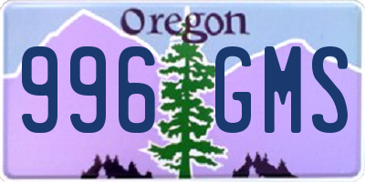 OR license plate 996GMS