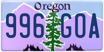 OR license plate 996GOA