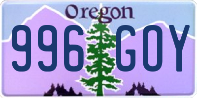 OR license plate 996GOY