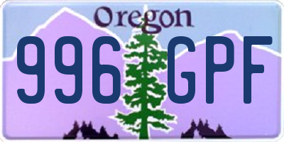 OR license plate 996GPF