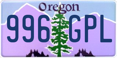 OR license plate 996GPL