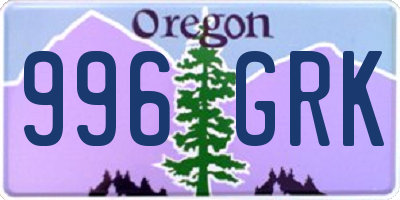 OR license plate 996GRK
