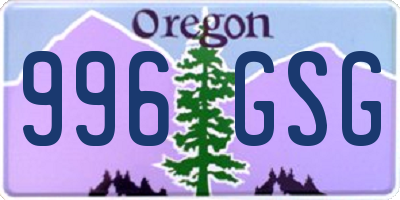 OR license plate 996GSG