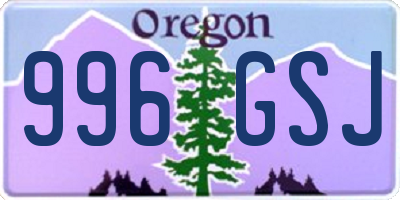 OR license plate 996GSJ