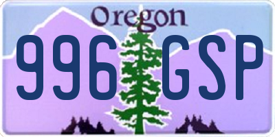 OR license plate 996GSP