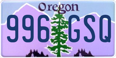 OR license plate 996GSQ