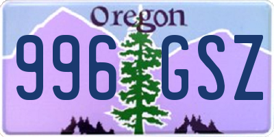 OR license plate 996GSZ
