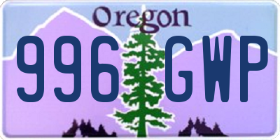 OR license plate 996GWP