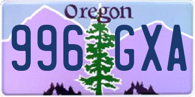 OR license plate 996GXA