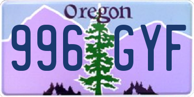 OR license plate 996GYF
