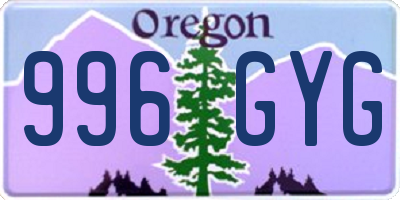 OR license plate 996GYG