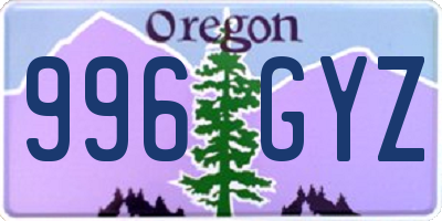 OR license plate 996GYZ