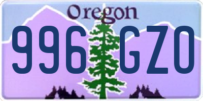 OR license plate 996GZO
