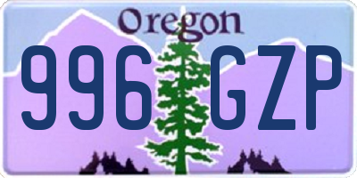 OR license plate 996GZP