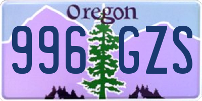 OR license plate 996GZS