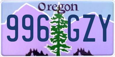 OR license plate 996GZY