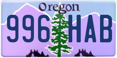 OR license plate 996HAB