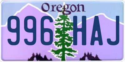 OR license plate 996HAJ