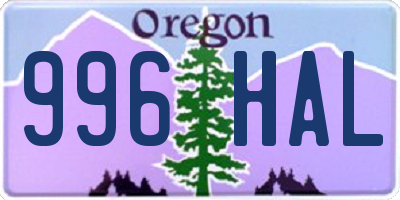OR license plate 996HAL
