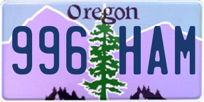 OR license plate 996HAM