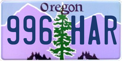 OR license plate 996HAR