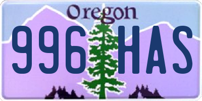 OR license plate 996HAS