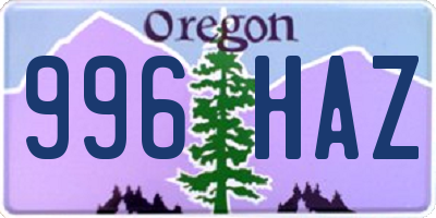 OR license plate 996HAZ