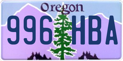 OR license plate 996HBA