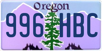 OR license plate 996HBC