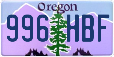 OR license plate 996HBF
