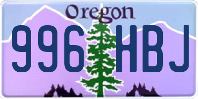 OR license plate 996HBJ