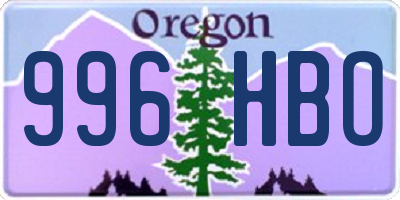 OR license plate 996HBO