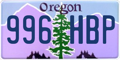 OR license plate 996HBP