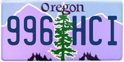 OR license plate 996HCI