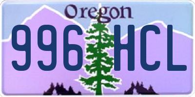 OR license plate 996HCL