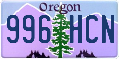 OR license plate 996HCN