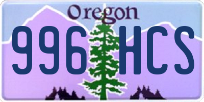 OR license plate 996HCS
