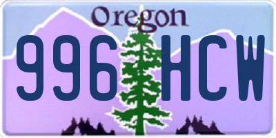 OR license plate 996HCW