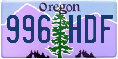 OR license plate 996HDF