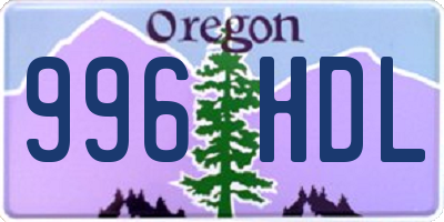 OR license plate 996HDL