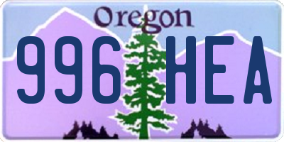 OR license plate 996HEA