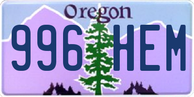 OR license plate 996HEM