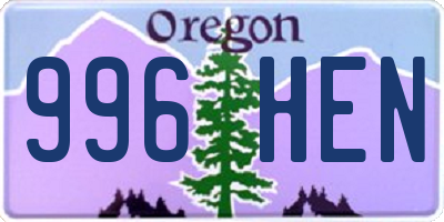 OR license plate 996HEN